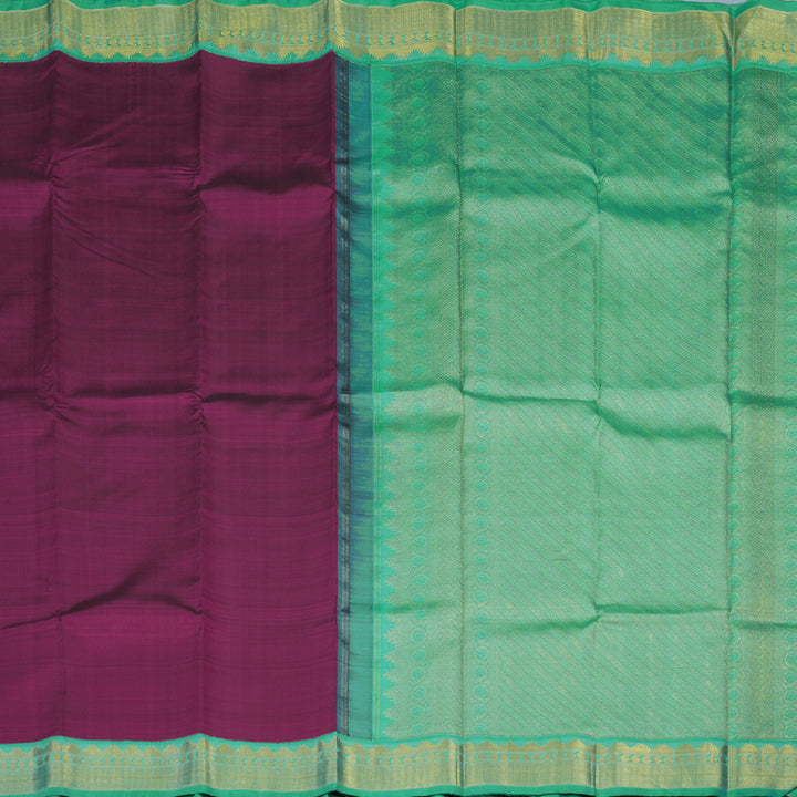 Hayagrivas Handloom Purple Kanjivaram Silk Saree with Bright Teal Border KBE1900L10-1