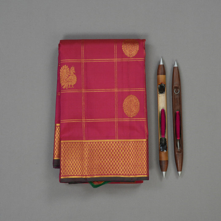Hayagrivas Handloom Dark Pink Kanjivaram Silk Saree KBE1900L6-1