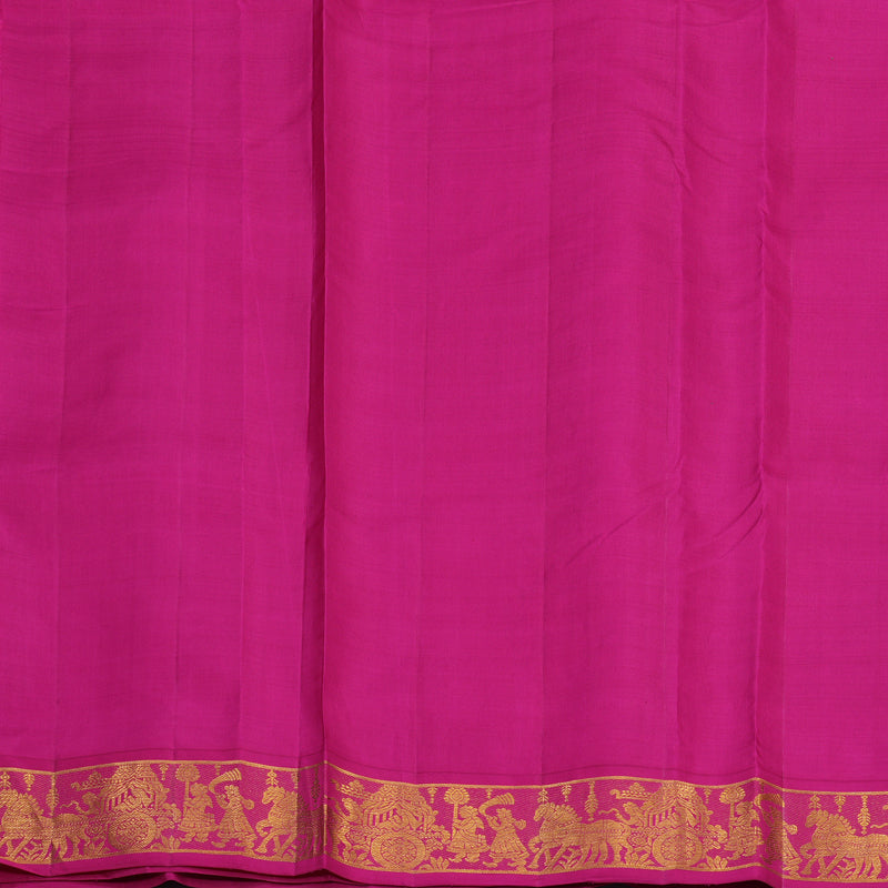 Hayagrivas Handloom Sea Green Ten Yards Silk Saree with Rani Pink Border KBE1902L6-1