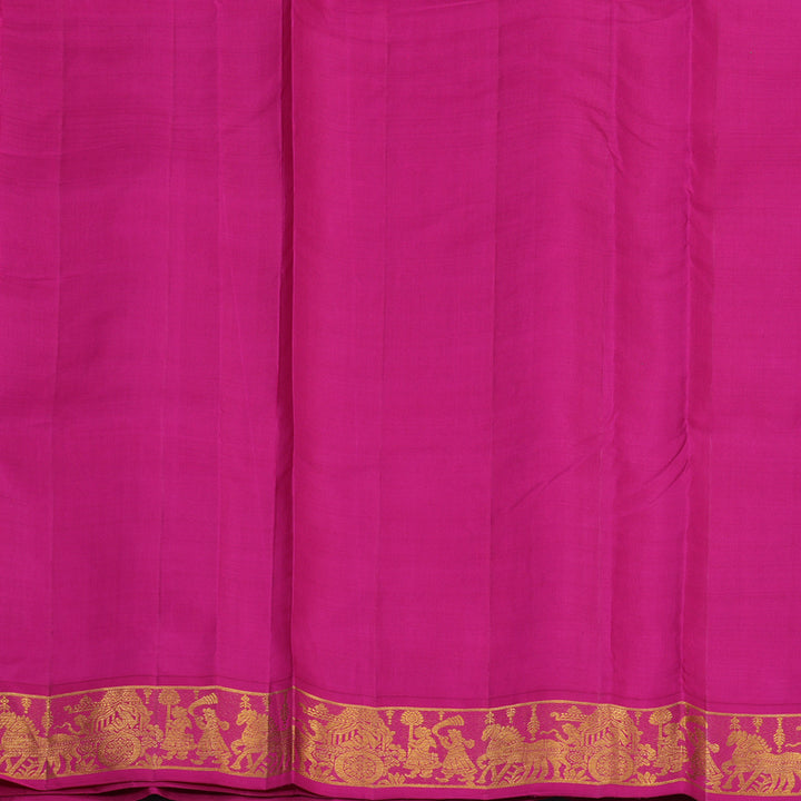 Hayagrivas Handloom Sea Green Ten Yards Silk Saree with Rani Pink Border KBE1902L6-1