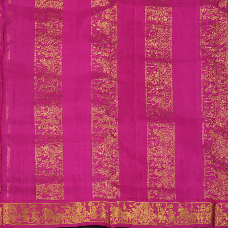 Hayagrivas Handloom Sea Green Ten Yards Silk Saree with Rani Pink Border KBE1902L6-1