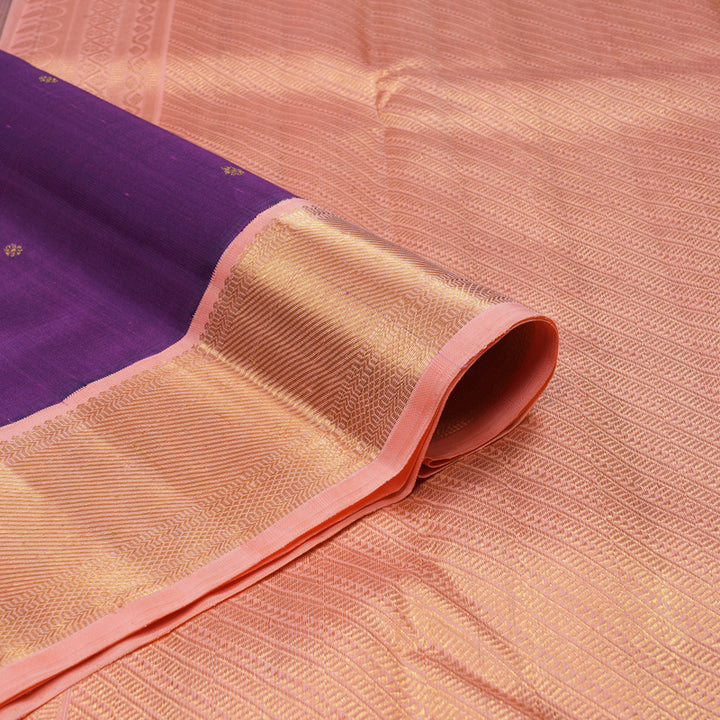 Hayagrivas Handloom Purple Kanjivaram Silk Saree with Pastel Pink border KBE1903L1-2