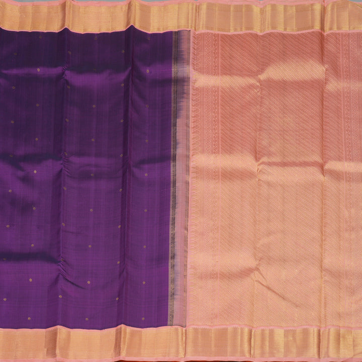 Hayagrivas Handloom Purple Kanjivaram Silk Saree with Pastel Pink border KBE1903L1-2