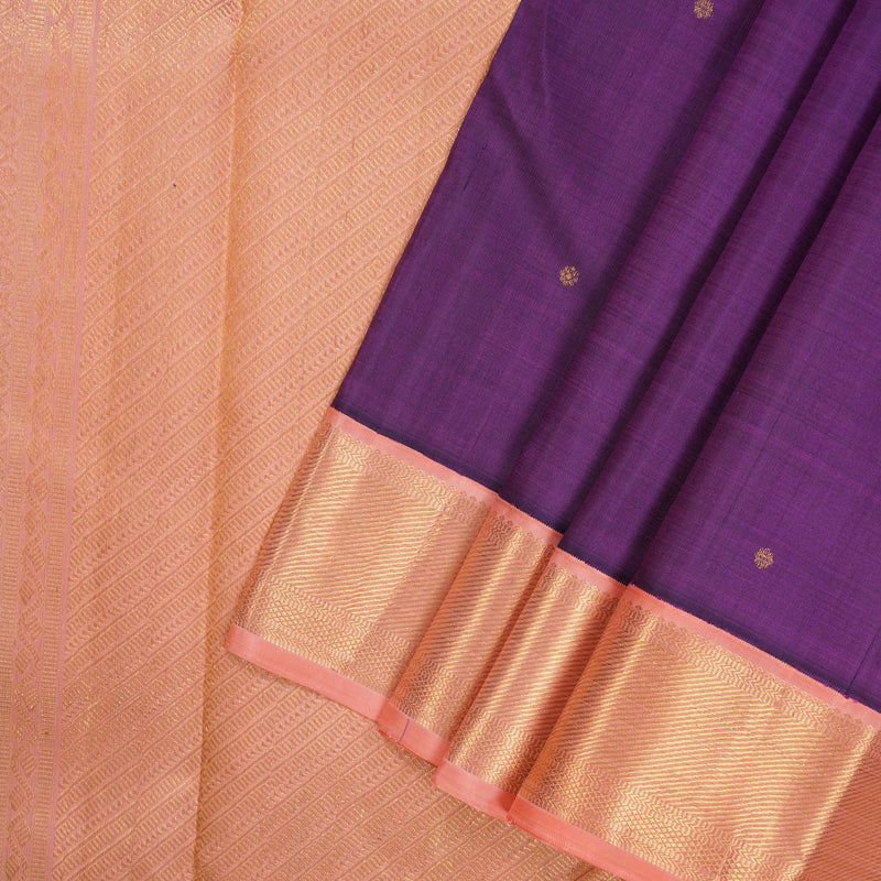 Hayagrivas Handloom Purple Kanjivaram Silk Saree with Pastel Pink border KBE1903L1-2