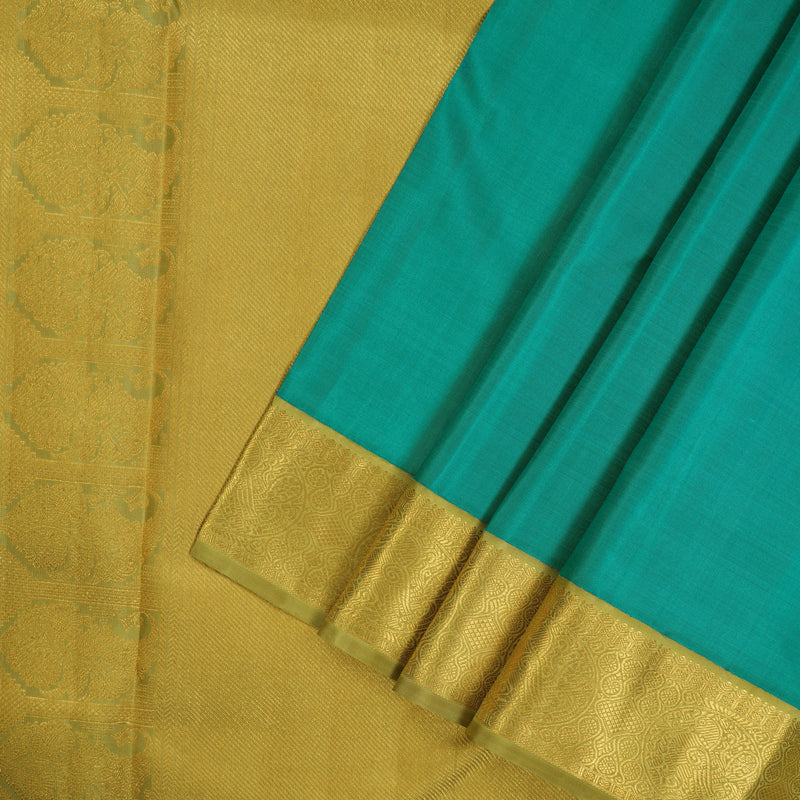Hayagrivas Handloom Emerald Green Kanjivaram Silk Saree with Soft Olive Green border KBE1903L2-1