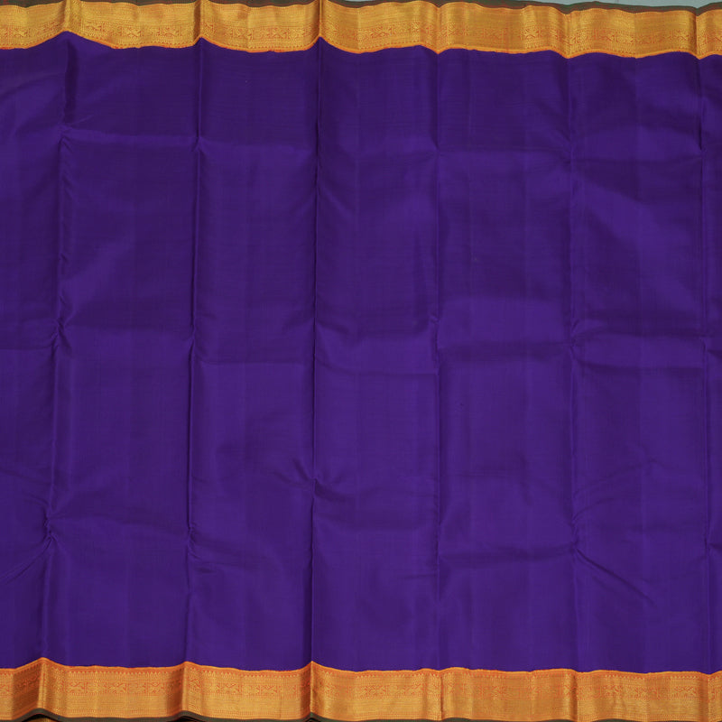 Hayagrivas Handloom Indigo Purple Kanjivaram Silk Saree with Golden Orange border KBE1903L2-3