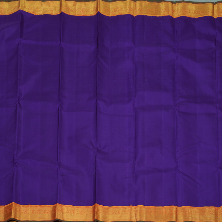 Hayagrivas Handloom Indigo Purple Kanjivaram Silk Saree with Golden Orange border KBE1903L2-3