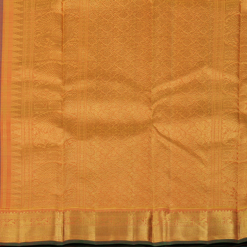 Hayagrivas Handloom Indigo Purple Kanjivaram Silk Saree with Golden Orange border KBE1903L2-3