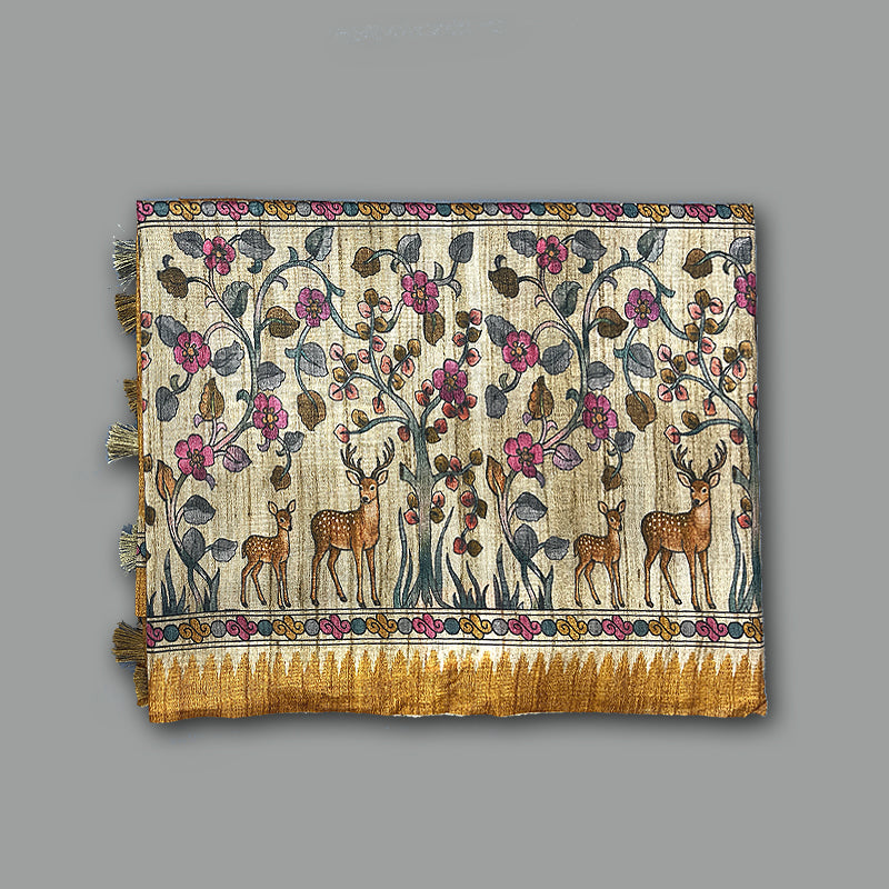 Hayagrivas Mustard Fancy Cotton Saree KBE1908L1-16