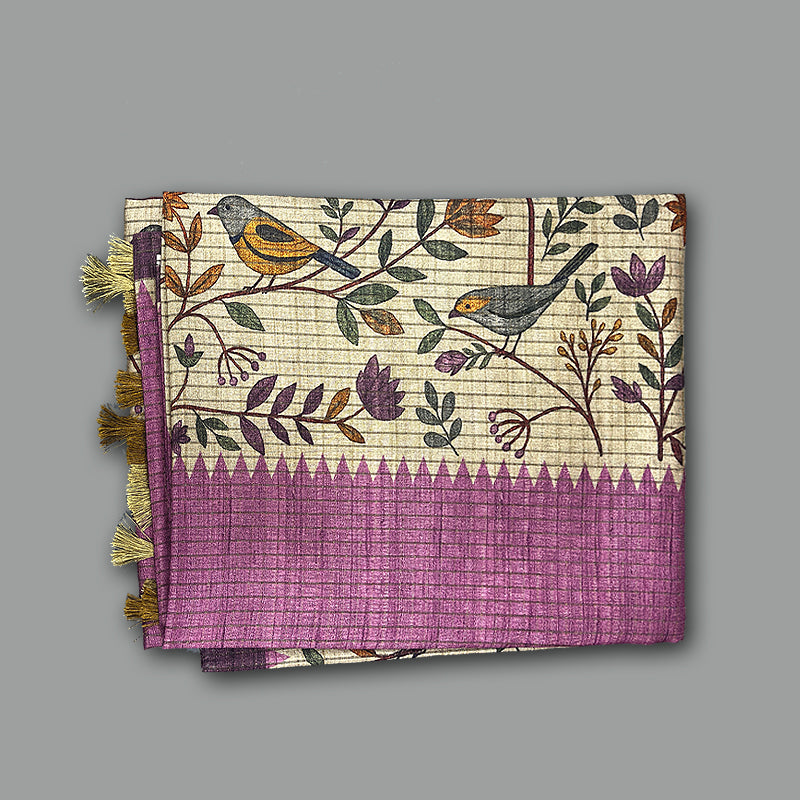 Hayagrivas Beige Fancy Cotton Saree KBE1908L2-2