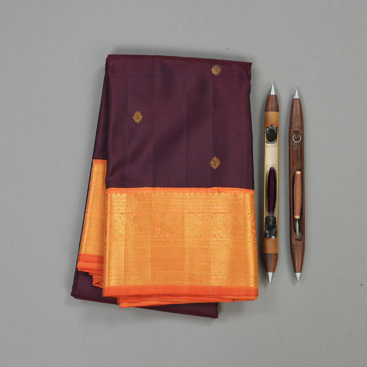 Hayagrivas Handloom Pure Kanjivaram Silk Saree in Enchanting Plum Purple KBE190D1-1