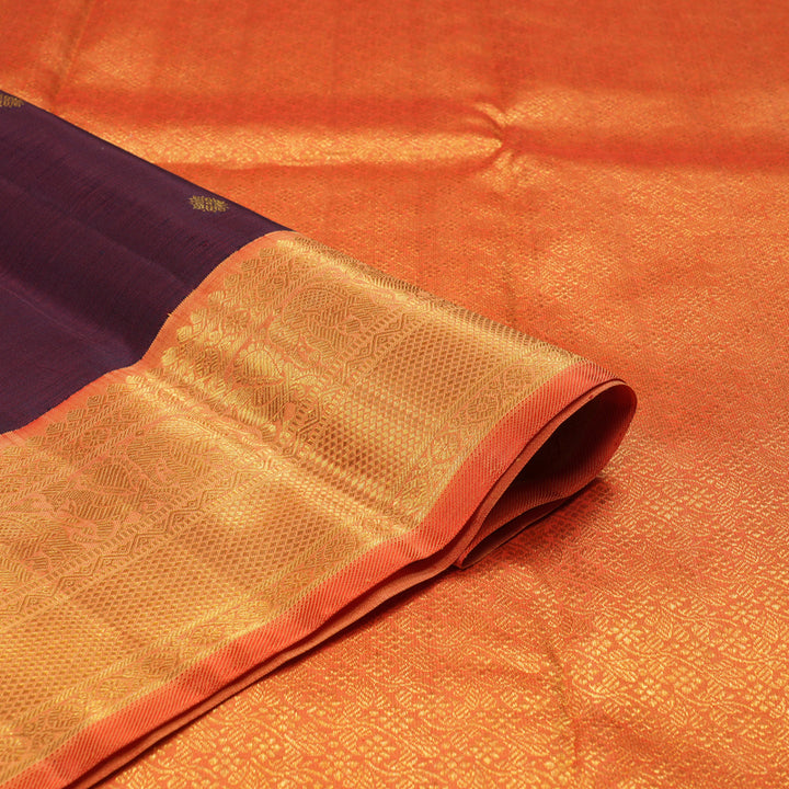 Hayagrivas Handloom Pure Kanjivaram Silk Saree in Enchanting Plum Purple KBE190D1-1