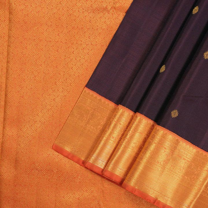 Hayagrivas Handloom Pure Kanjivaram Silk Saree in Enchanting Plum Purple KBE190D1-1