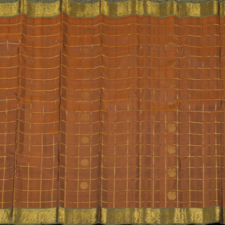 Hayagrivas Burnt Orange Handloom Kanjivaram Silk Saree with Beige Border KBE190D4-1