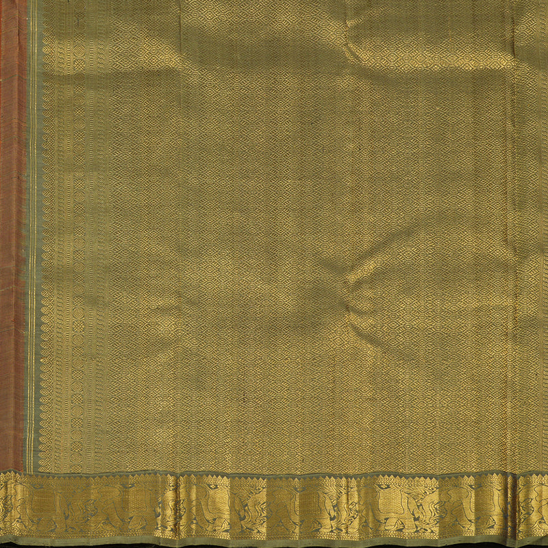 Hayagrivas Burnt Orange Handloom Kanjivaram Silk Saree with Beige Border KBE190D4-1