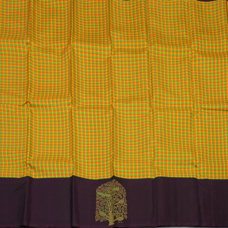 Hayagrivas Handloom Multicolour Checks Kanjivaram Silk Saree with Nagapazham Border KBE1910L6-1
