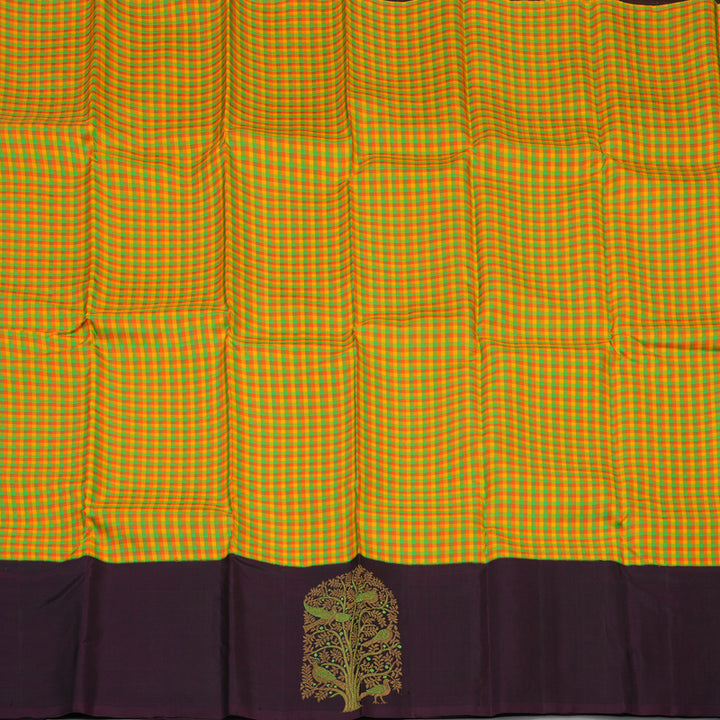 Hayagrivas Handloom Multicolour Checks Kanjivaram Silk Saree with Nagapazham Border KBE1910L6-1