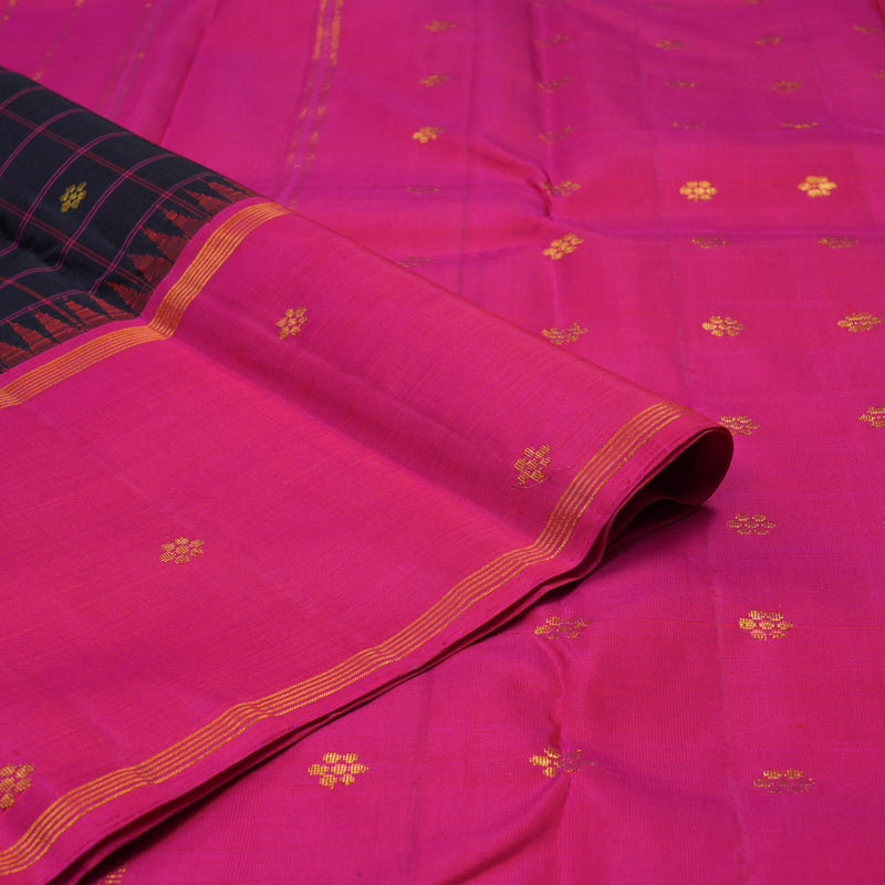 Hayagrivas Handloom Nagapazham Kanjivaram Silk Saree with Rani Pink border KBE1911L12-1