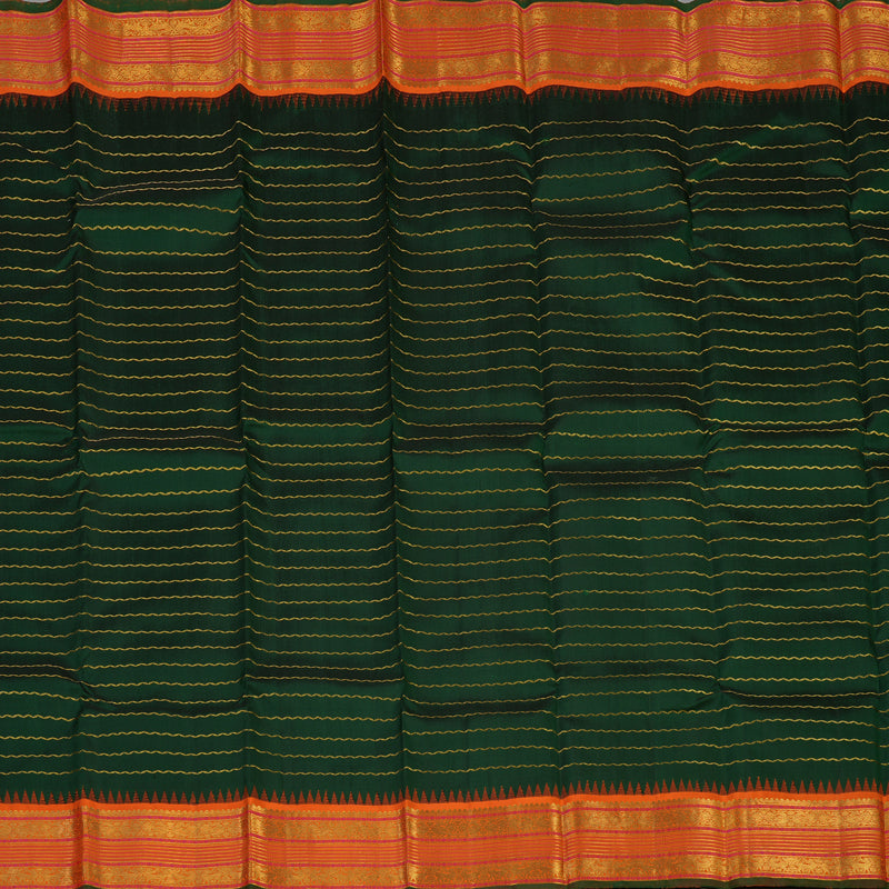 Hayagrivas Handloom Bottle Green Kanjivaram Silk Saree with Orange Border KBE1911L19-1