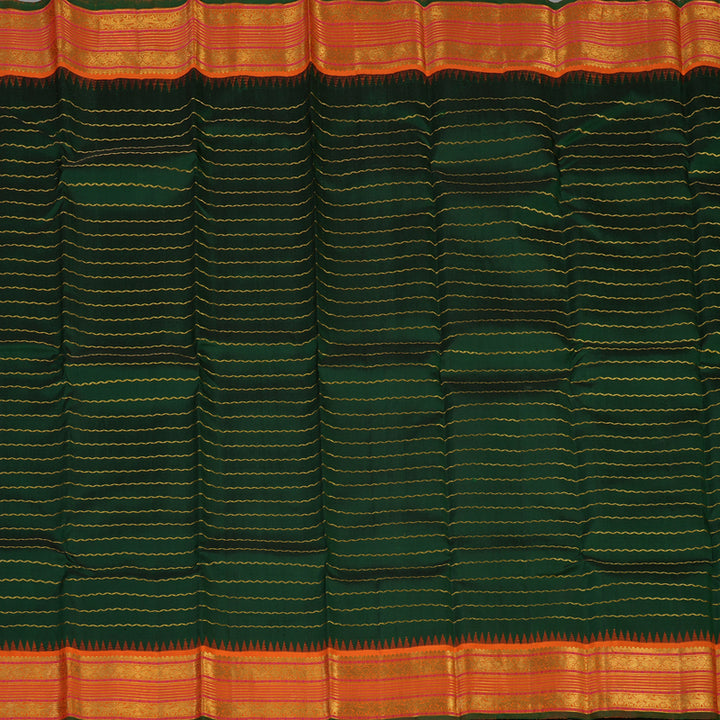 Hayagrivas Handloom Bottle Green Kanjivaram Silk Saree with Orange Border KBE1911L19-1