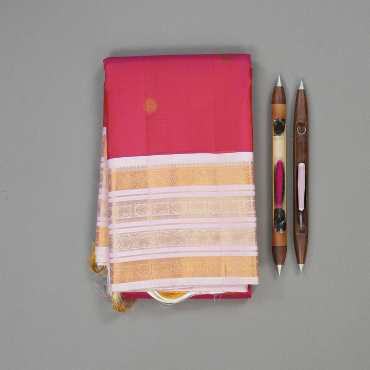 Hayagrivas Handloom Pink Kanjivaram Silk Saree with Baby Pink Border KBE1911L7-2