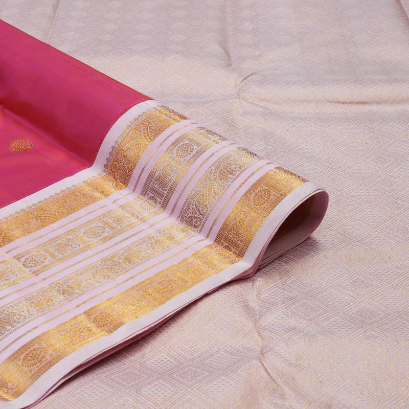 Hayagrivas Handloom Pink Kanjivaram Silk Saree with Baby Pink Border KBE1911L7-2