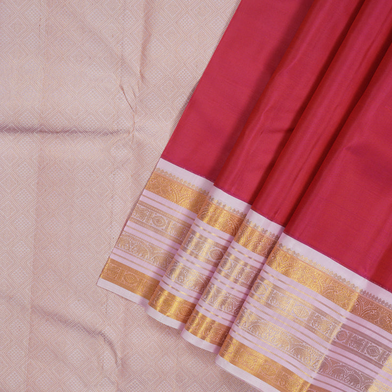 Hayagrivas Handloom Pink Kanjivaram Silk Saree with Baby Pink Border KBE1911L7-2