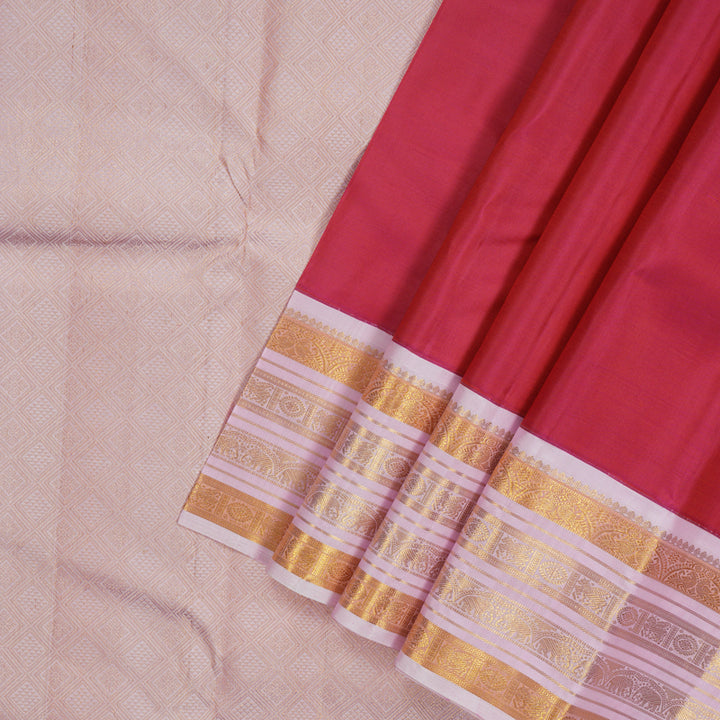 Hayagrivas Handloom Pink Kanjivaram Silk Saree with Baby Pink Border KBE1911L7-2