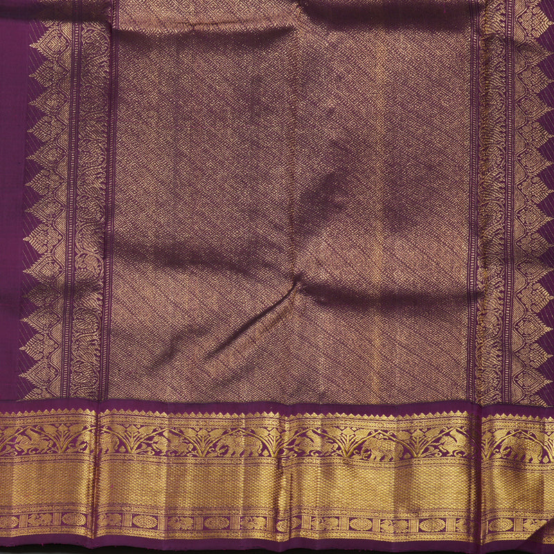 Hayagrivas Handloom Bright Teal Kanjivaram Silk Saree with Purple border KBE1911L7-3