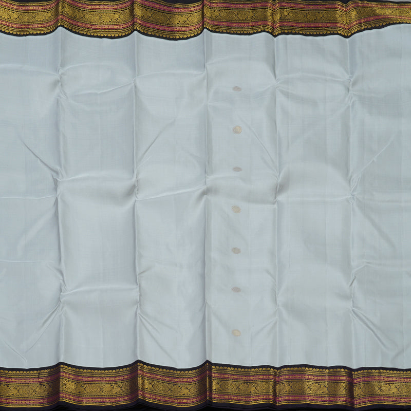 Hayagrivas Handloom Light Grey Kanjivaram Silk Saree with Nagapazham KBE1911L8-1