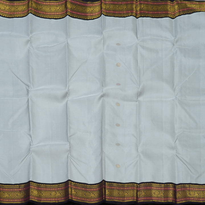 Hayagrivas Handloom Light Grey Kanjivaram Silk Saree with Nagapazham KBE1911L8-1