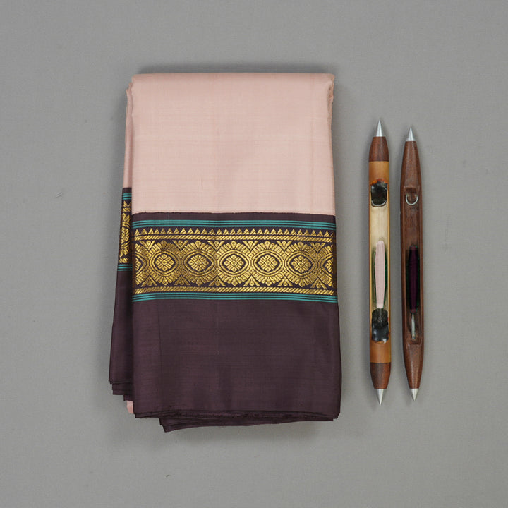 Hayagrivas Handloom Pastel Peach Kanjivaram Silk Saree KBE1911L9-3
