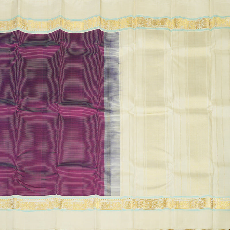 Hayagrivas Handloom Purple Kanjivaram Silk Saree with Ivory border KBE1911L9-4