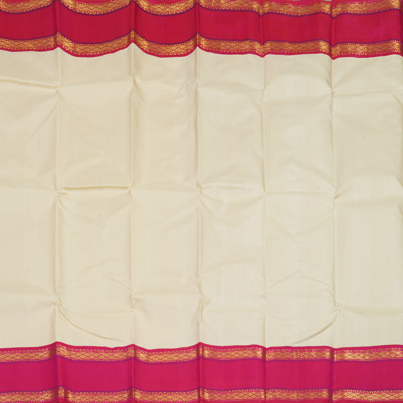 Hayagrivas Handloom Half White Kanjivaram Silk Saree with Pink border KBE1911L9-7