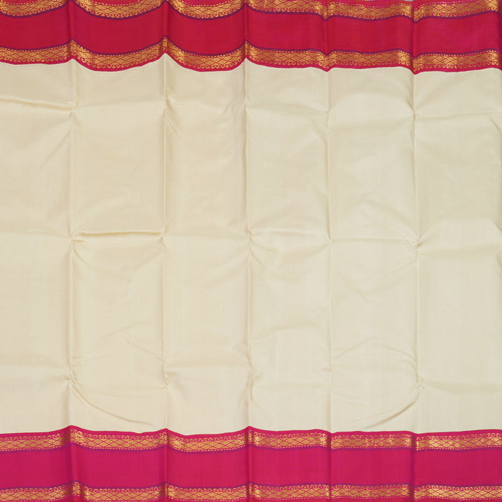 Hayagrivas Handloom Half White Kanjivaram Silk Saree with Pink border KBE1911L9-7