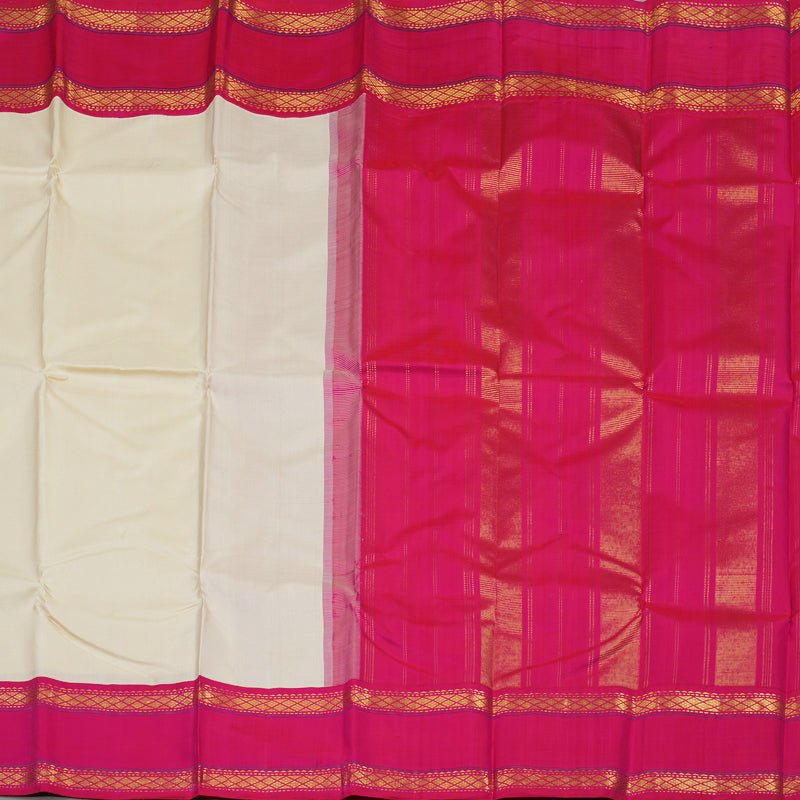 Hayagrivas Handloom Half White Kanjivaram Silk Saree with Pink border KBE1911L9-7