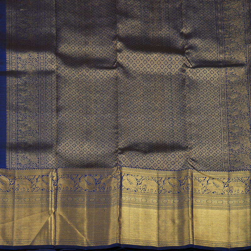 Hayagrivas Handloom Baby Pink Kanjivaram Silk Saree with Peacock Blue Border KBE1912L11-1