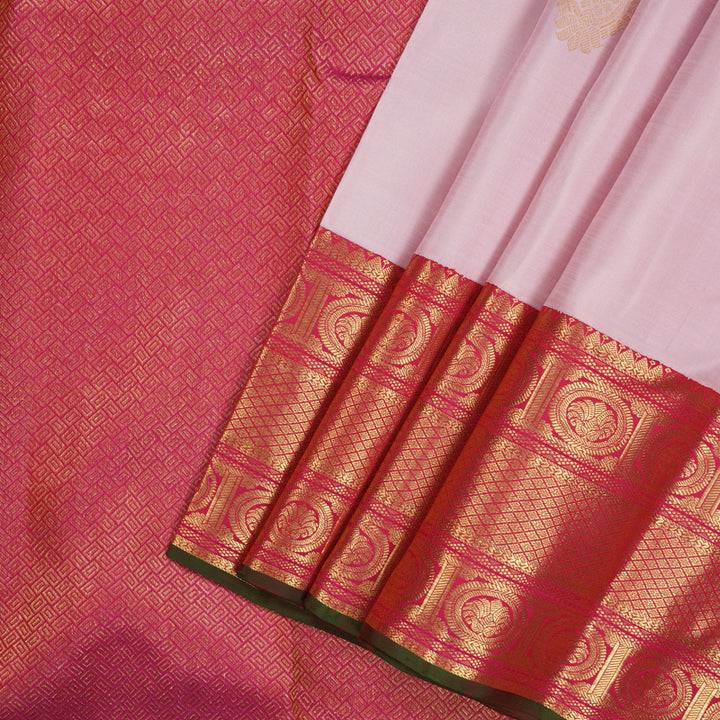 Hayagrivas Handloom Baby Pink Kanjivaram Silk Saree with Rani Pink border KBE1913L3-1