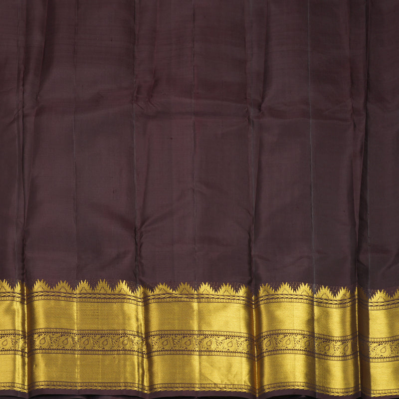 Hayagrivas Handloom Rust Orange Kanjivaram Silk Saree with Dark Brown Border KBE1913L6-2