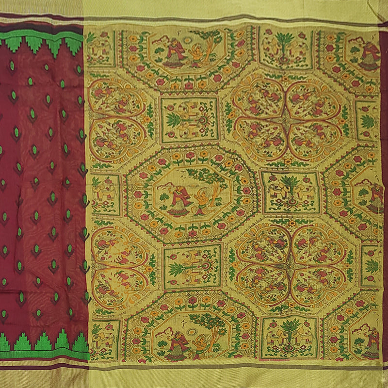 Hayagrivas Maroon Fancy Cotton Saree KBE1922L1-14