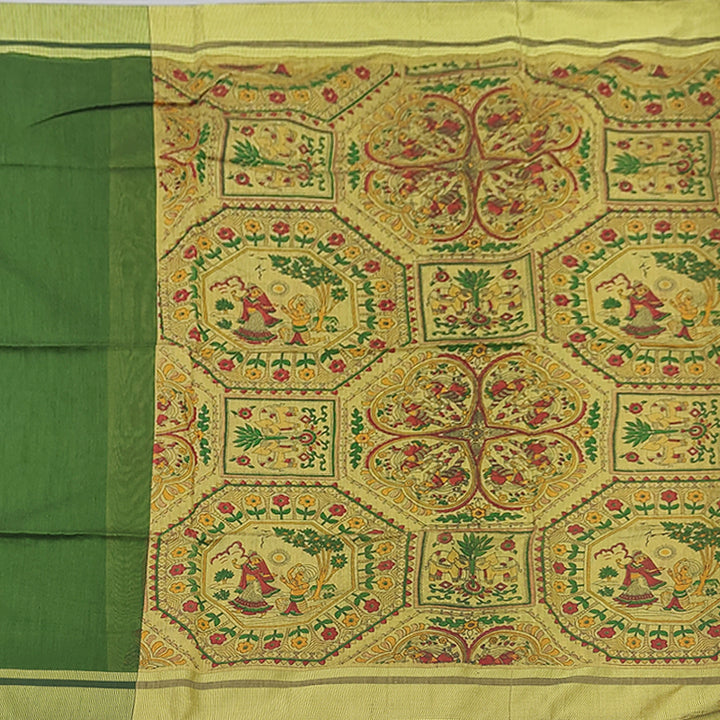 Hayagrivas Bottle Green Fancy Cotton Saree KBE1922L1-22