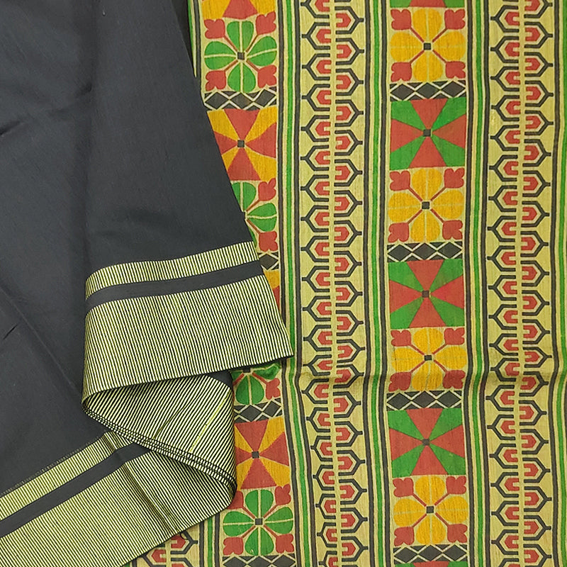 Hayagrivas Black Fancy Cotton Saree KBE1922L1-43