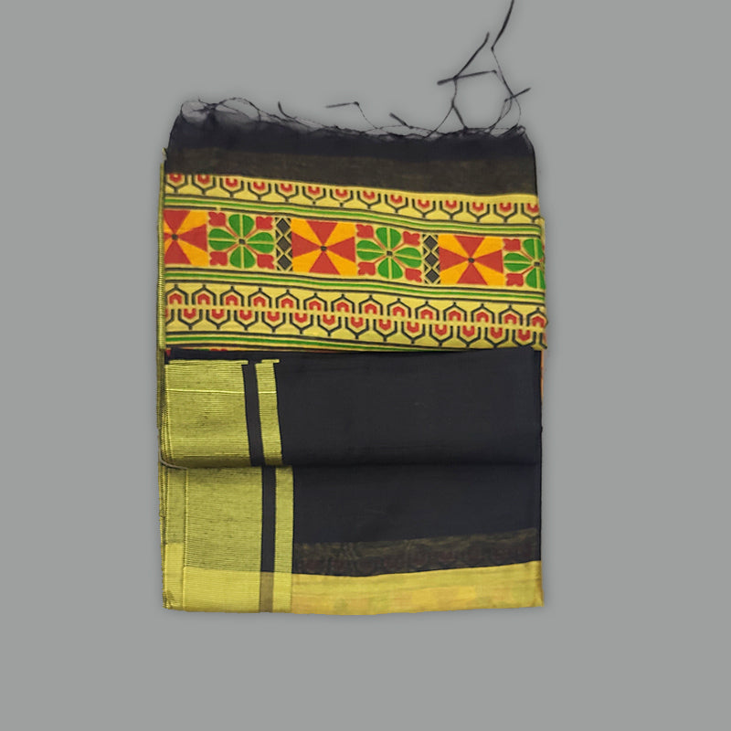 Hayagrivas Black Fancy Cotton Saree KBE1922L1-43