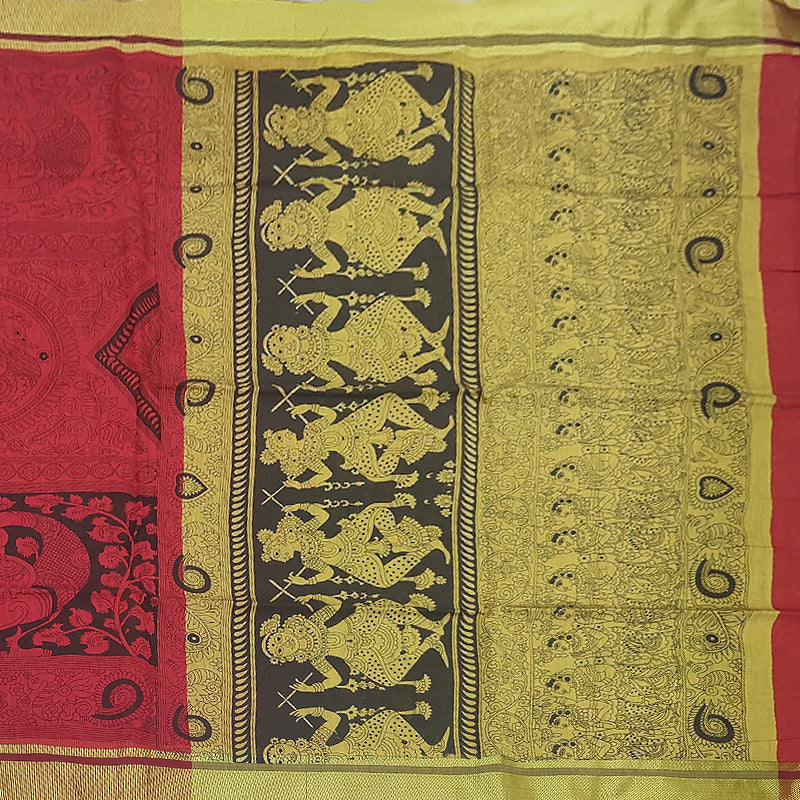 Hayagrivas Red Fancy Cotton Saree KBE1922L1-8