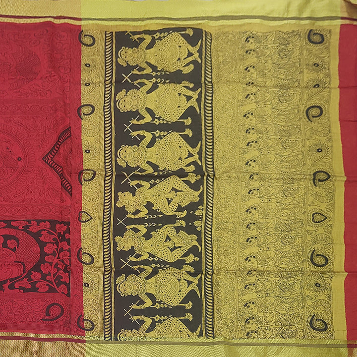 Hayagrivas Red Fancy Cotton Saree KBE1922L1-8