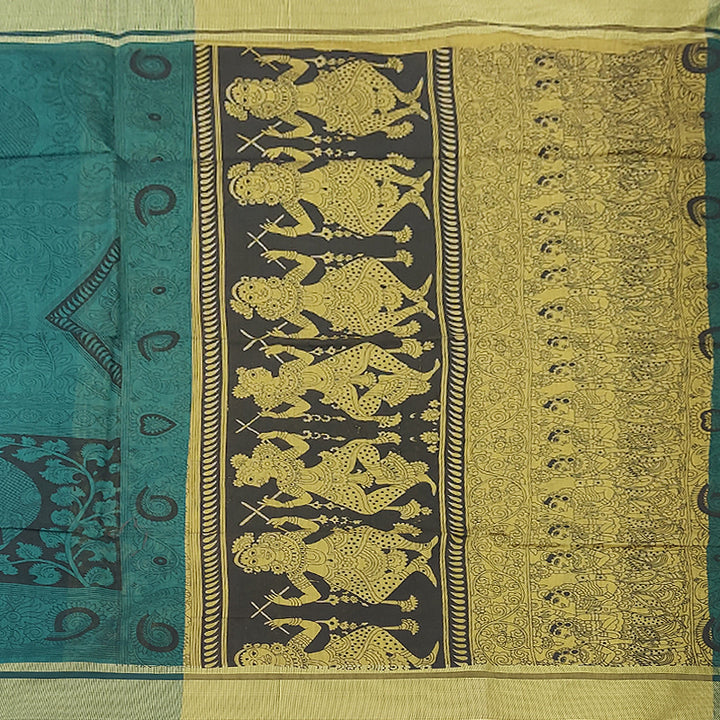 Hayagrivas Teal Green Fancy Cotton Saree KBE1922L1-9
