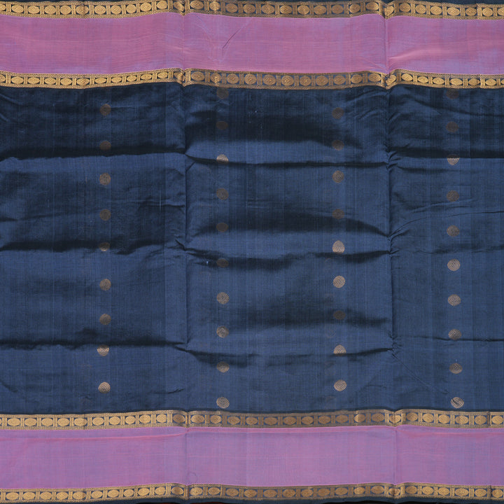 Hayagrivas Bluish-Grey Pure Silk Cotton Saree KBE1923L7-1