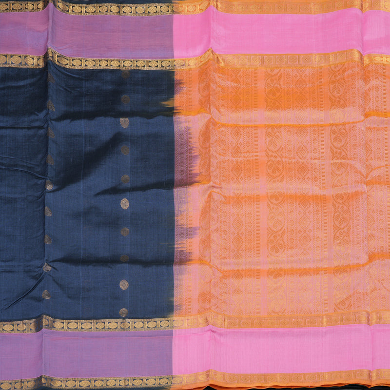 Hayagrivas Bluish-Grey Pure Silk Cotton Saree KBE1923L7-1