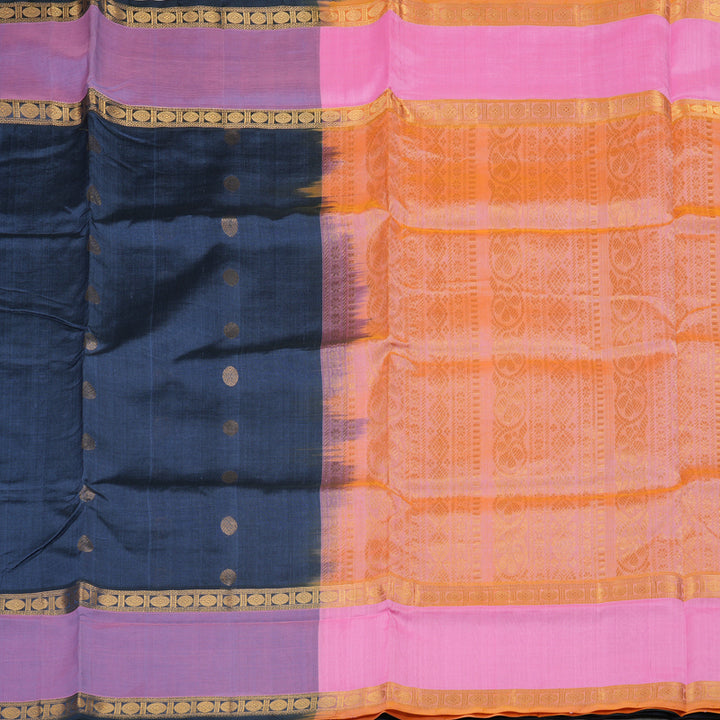 Hayagrivas Bluish-Grey Pure Silk Cotton Saree KBE1923L7-1