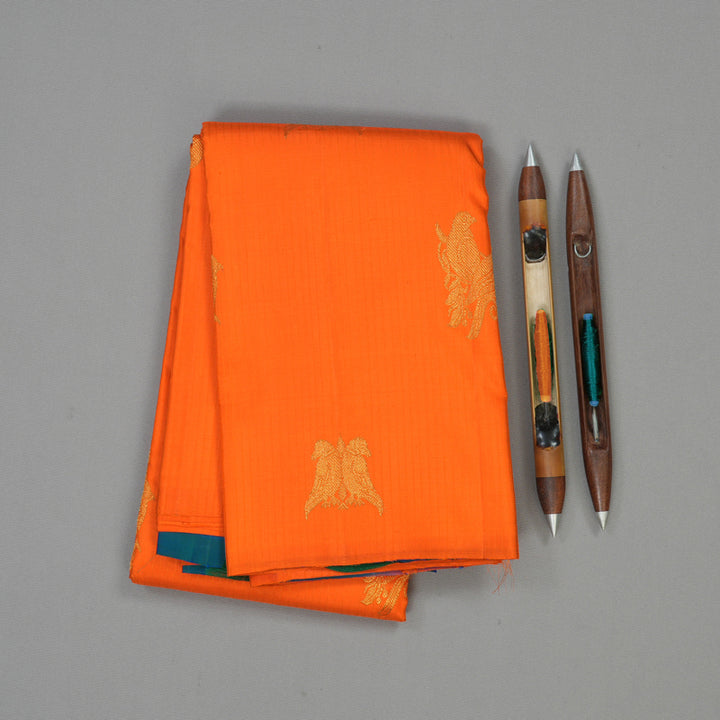Hayagrivas Handloom Bright Orange Kanjivaram Silk Saree KBE1924L1-3